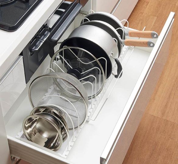 【ニトリ】NITORI 伸縮ざるボウルフライパンスタンド 幅30~54cm ZF-540 89877